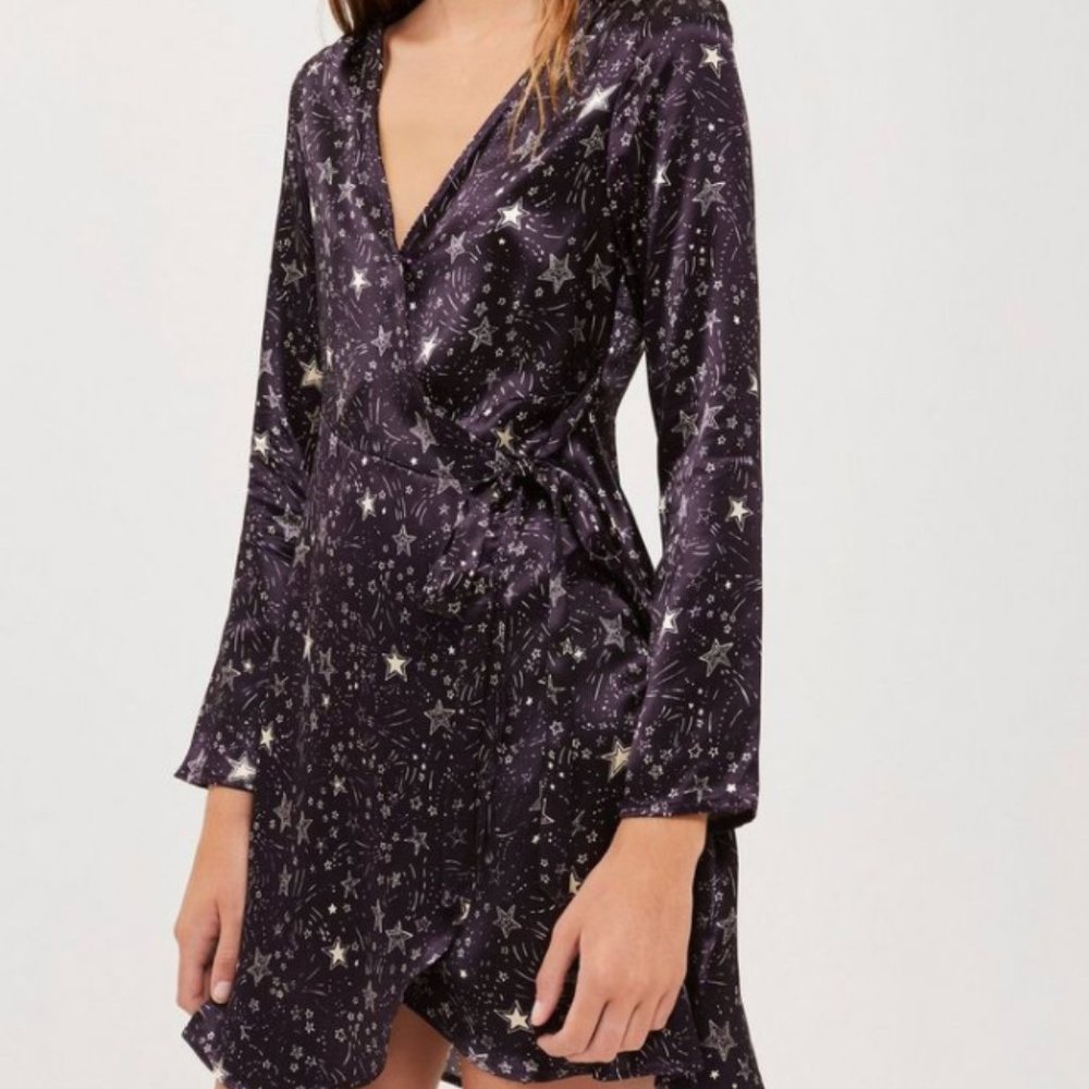 Topshop Star Print Wrap Dress